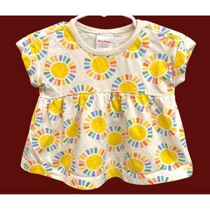 Hanna Andersson Sun Yellow Top 6-12M Sunshinecore Summer Retro Print